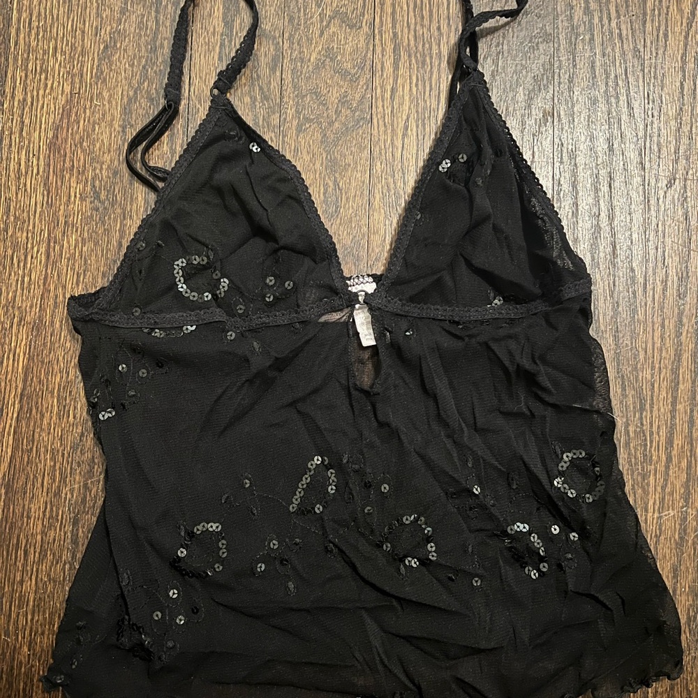 Vintage Black Sequin Camisole Top